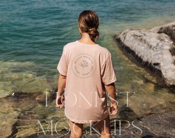 bella canvas 3001 mockup, bella canvas heather peach tshirt mockup bundle, oversized tshirt boho mockup model summer 3001 mockup