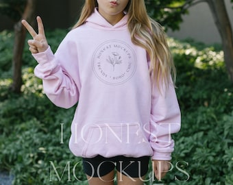 Kinder Rosa Hoodie Back Mockup | Hoodie Model Mockup | Gildan 18500B pink Kleinkind Mockup, Kinder Modell Mockup, Kinder Modell Mockup,