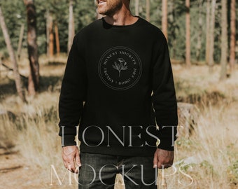 gildan 18000 Mockup, Sweatshirt Mockup, Herren Mockup Modell, Sommer Herbst 3001 Mockup, trendy Mockup, schwarzer Pullover Mockup