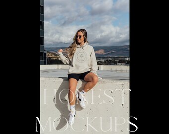 sand tan 18500 Mockup Back Hoodie Mockup Oversized Mockup Gildan Hoodie Mockup 18500 Mockup Modell Mockup Oversized Hoodie trendy Mockup
