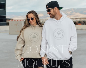 white sand 18500 Mockup Back Hoodie Mockup Oversized Mockup Gildan Hoodie Mockup 18500 Mockup Model Mockup Oversized Hoodie couple mockup