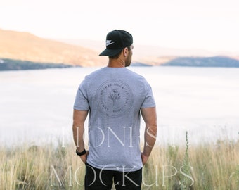 bella canvas 3001 Mockup, Herren Rückseite bella canvas grau tshirt mockup bundle, oversized tshirt boho mockup model summer 3001 mockup