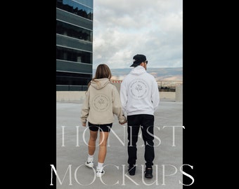 white sand 18500 Mockup Back Hoodie Mockup Oversized Mockup Gildan Hoodie Mockup 18500 Mockup Model Mockup Oversized Hoodie Paar Mockup