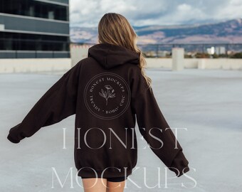 brown 18500 Mockup Back Hoodie Mockup Oversized Mockup Gildan Hoodie Mockup 18500 Mockup Oversized Hoodie Mockup Trendy Mockup