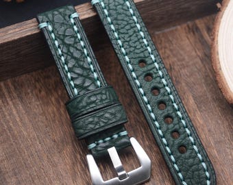 Correa de reloj de cuero, correa de reloj negra, correa hecha a mano, pulsera de repuesto de cuero vintage, ancho a elegir: 20/22/24 mm, correa personalizada.