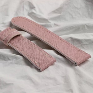 Bracelet de montre personnalisé, bracelet de montre en cuir rose Epsom 14 mm 16 mm 18 mm, bracelet de montre fait main, bracelet de montre pour femme, cadeau de personnalisation