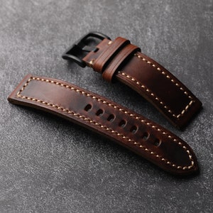 Horween leren horlogeband voor heren 20 22 24 26 mm| Handgemaakte vintage horlogevervanging| Leren horlogebanden voor heren voor Panerai-horloges