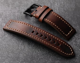 Horween Leather Watch Strap for Men 20 22 24 26mm| Handmade Vintage Watch Replacement| Leather Watch Bands for Men for Panerai watches