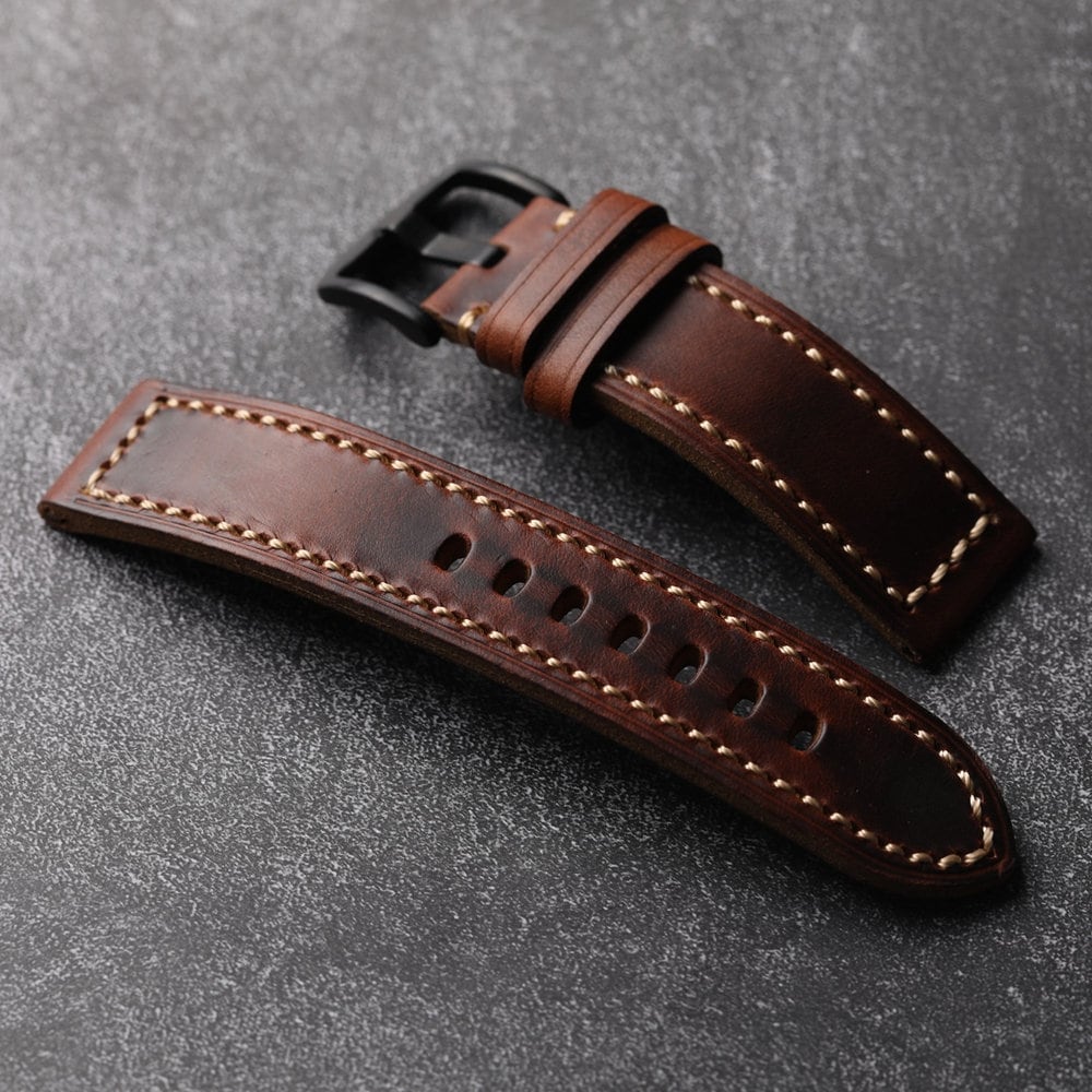 Horween Leather Watch Strap for Men 20 22 24 26mm| Handmade Vintage Watch Replacement| Leather Watch Bands for Men for Panerai watches