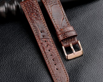 Ostrich Foot Leather Watch Band-Replacement Watch Strap Band-Brown Watch Band 18mm 19mm 20mm 21mm 22mm