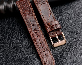 Ostrich Foot Leather Watch Band-Replacement Watch Strap Band-Brown Watch Band 18mm 19mm 20mm 21mm 22mm