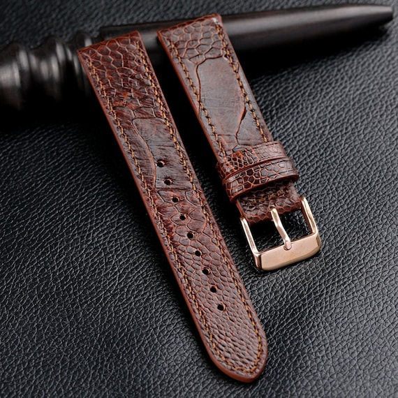 Ostrich Foot Leather Watch Band-Replacement Watch Strap Band-Brown Watch Band 18mm 19mm 20mm 21mm 22mm