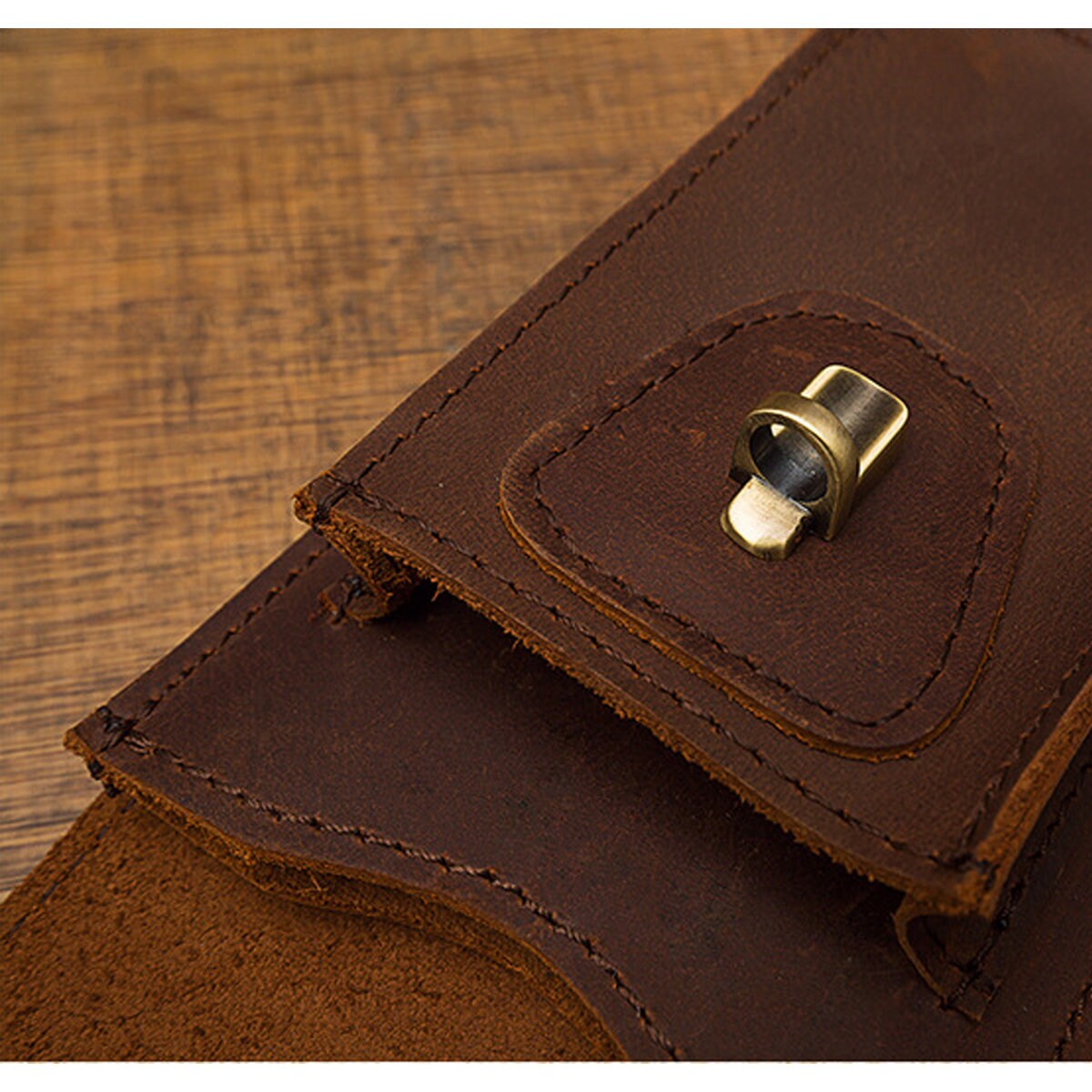 thumbnail image 2 of Genuine Leather Vertical Phone Pouch – Belt Loop Holster For Men, Fits Most Phones 2 of 5