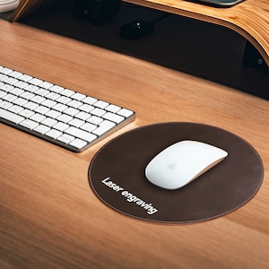 Runde Leder Schreibtischmatte, Leder Mauspad, Kleines Mauspad 10inx10in,executive Mousepad für Schreibtisch & Office Essentials