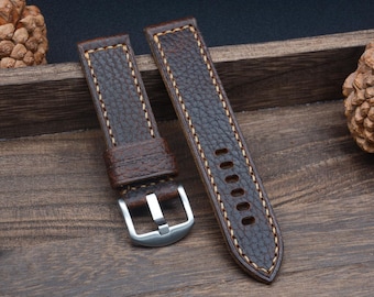 20 21 22 24 26 mm Handgjort kaffebrunt läderarmband, Anpassat klockarmband, Herrarmband i vintage-stil, Läderarmband