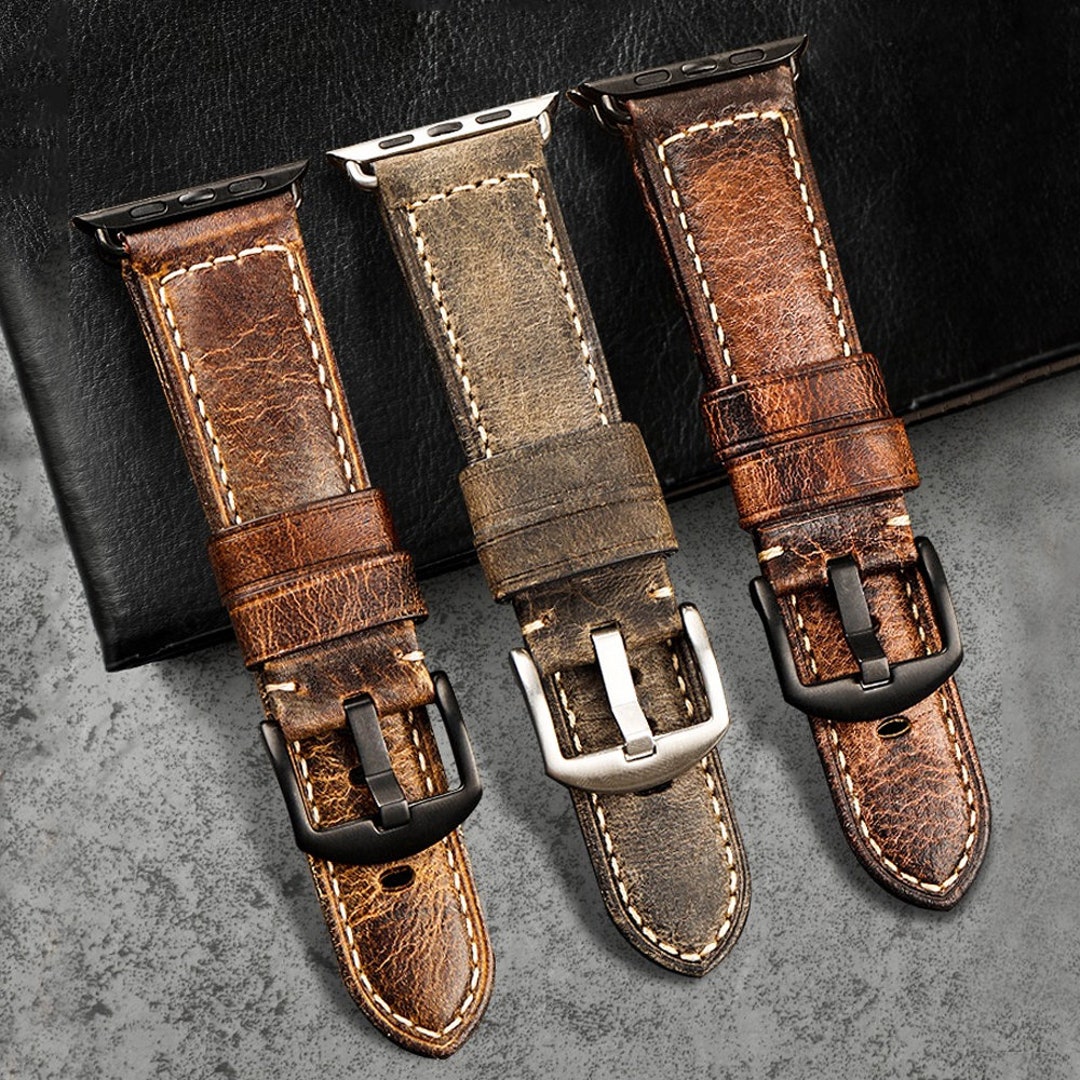 Genuine Leather Watch Band, Leather Apple Watch Band, Vintage Brown ...