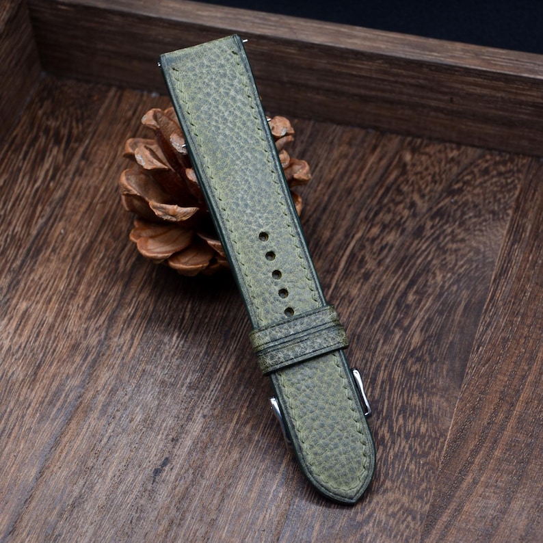 Aangepaste horlogeband, handgemaakte leren horlogeband, vintage horlogeband 14 mm 16 mm 18 mm 19 mm, Apple Watch-band, iWatch-band 40 mm/49 mm afbeelding 9