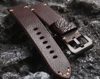Italian Leather Watch Band, Black/Brown Vintage Leather Strap Bands,Leather Strap Watches For Men 20 22 24mm
