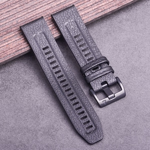 Garmin Watch Band, Leather Watch Bands for Fenix 6 5 7, QuickFit  22/26mm Soft Genuine Leather with Silicone Sweatproof Wrist Strap