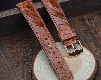 Ostrich Foot Leather Watch Band-Replacement Watch Strap Band-Brown Watch Band 18mm 19mm 20mm 21mm 22mm