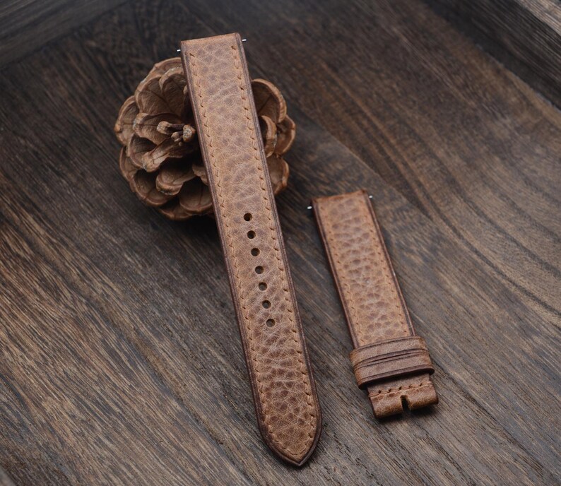Aangepaste horlogeband, handgemaakte leren horlogeband, vintage horlogeband 14 mm 16 mm 18 mm 19 mm, Apple Watch-band, iWatch-band 40 mm/49 mm afbeelding 7