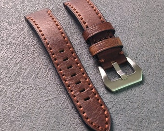 Vintage Leather Watch Band, Leather strap, Vintage Leather Replacement Bracelet, For Panerai Choice oF Width-20mm 22mm or 24mm
