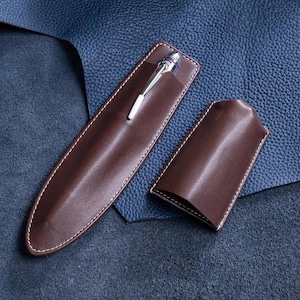 Estojo de couro para caneta, porta-canetas de couro de bezerro marrom, estojo de couro para lápis, estojo para canetas, caixa de lápis, estojo para canetas feito à mão, presente de aniversário, presente para ele
