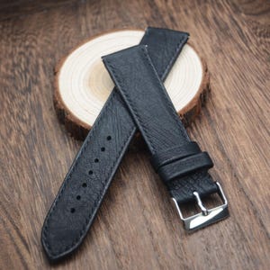 Ostrich Leather Watch Band-Black Watch Strap-Replacement Watch Strap Band 18mm 19mm 20mm 21mm 22mm, Ultra-Thin Ostrich Leather Strap