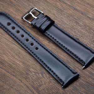 Quick Release Black Shell Cordovan Watch Strap Band,Men's Watch Bands,Cordovan Leather Watch Band 18mm/20mm/22mm image 4