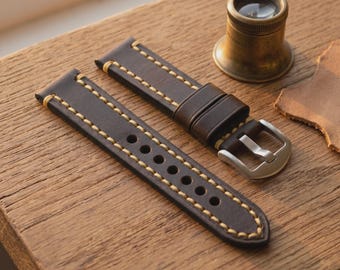 Uhrenarmband aus Leder ,Armband handgefertigt, Lederarmband für Damen und Herren 20 mm, 22 mm, 24 mm, 26 mm