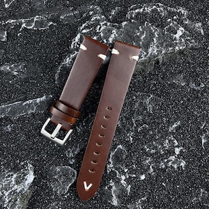 Leather Watch Band, Brown Vintage Leather  Watch band, Quick Release Watch Strap,Genuine Leather watch strap,Custom Watch band 18/19/20/22mm