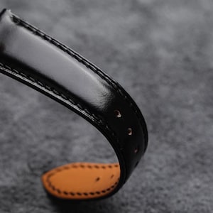 Quick Release Black Shell Cordovan Watch Strap Band,Men's Watch Bands,Cordovan Leather Watch Band 18mm/20mm/22mm image 6