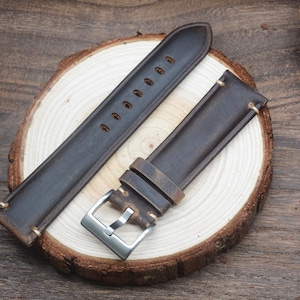 Italienisches Kalbslederarmband,braunes Lederarmband,Lederarmband für Ihn,handgenähtes Herrenlederarmband-19/20/22 MM