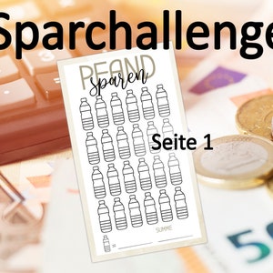 Pfand sparen SparChallenge inkl. Tracker Sparziel Budget A6 Umschlagtaschen Umschlagmethode Binder Cashstuffing Bargeld Geld Budgetplanung