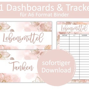 41 Dashboards Deckblätter + Tracker mit Blumen boho gold rosa rose für A6 Umschläge Umschlagmethode Budget Binder Digitaler PDF Download 8