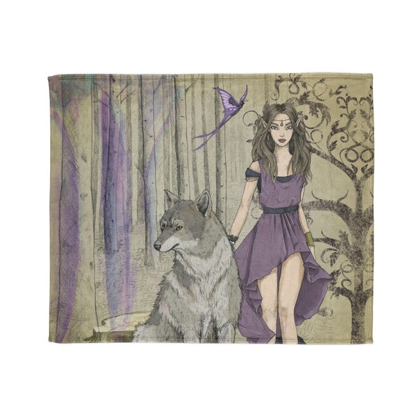 Couverture en polyester doux Fairytale, fées et loups