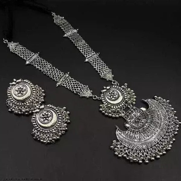 Necklace with Earrings Oxidised Silver Jewellery Set for Women Oxidised Silver  Indian Jewelry Designer Party wear Jewelry set