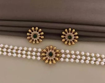 Beautiful  Choker and Earrings designer south indian jewelry Bridal jewelry, Traditional jewelry Vintage / Bollywood Ethnic