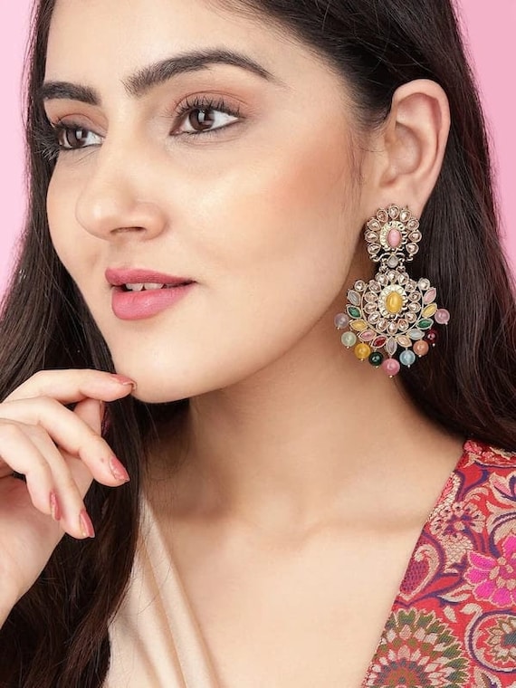 Cubic Zirconia Pearl Jhumka Earrings - Black Toned Rose Gold |  FashionCrab.com | Jhumka earrings, Bold statement jewelry, Jhumka