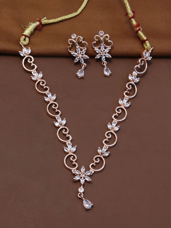 American Diamond Necklace A.D Set Jewelry Bridal Jewelry Set