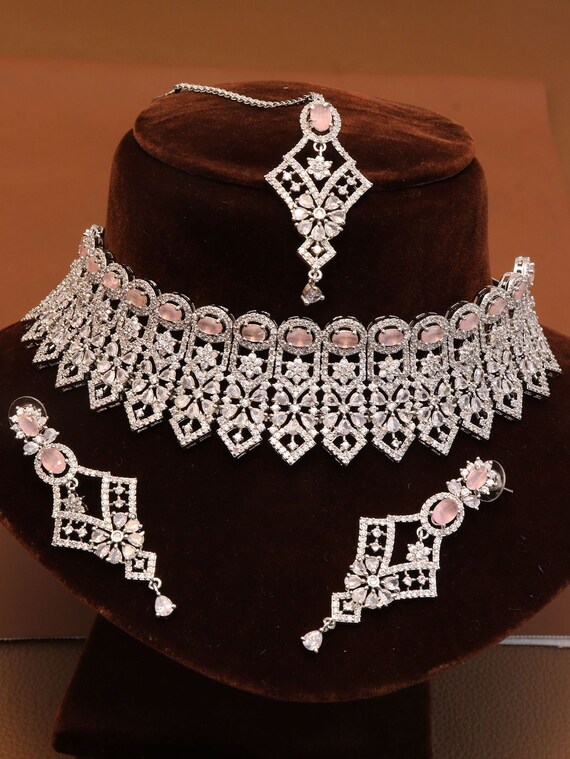 Beautiful 3 Color AD Diamond Latest Collection Jewelry Beautiful