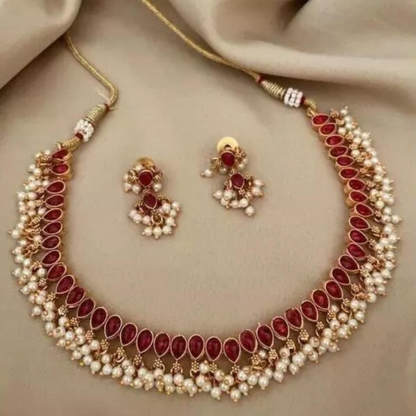 Traditional  NECKLASE SET Jewellery Indian South Chunky Women Jewellery Set Indian Jewellery Party wear Jewelry set