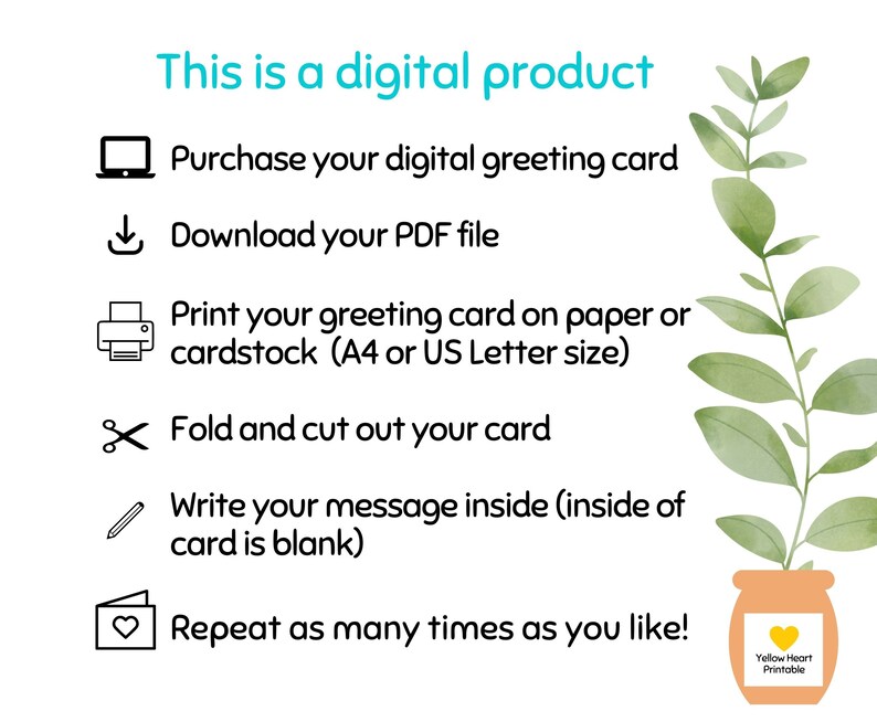 Happy Birthday Card Print at Home Birthday Card Instant Etsy