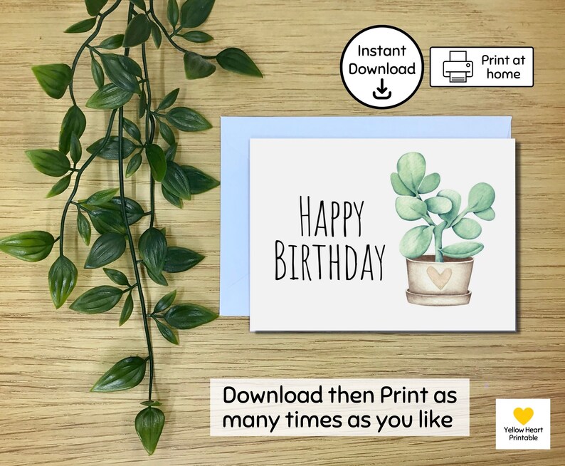 Happy Birthday Card Print at Home Birthday Card Instant Etsy