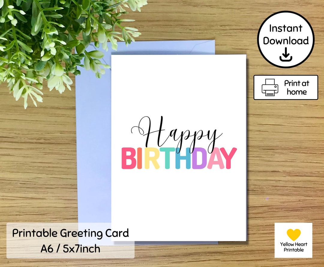 Printable Birthday Card Download This Digital Happy Birthday - Etsy