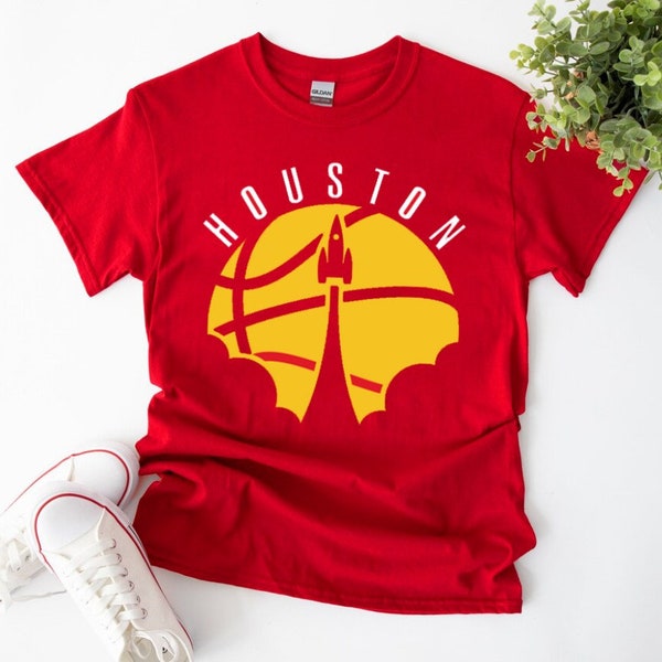 Houston Basketball Design Vintage Red TShirt, Houston Basketball Team Retro Shirt, American Basketball Shirt, Houston Sports Shirt