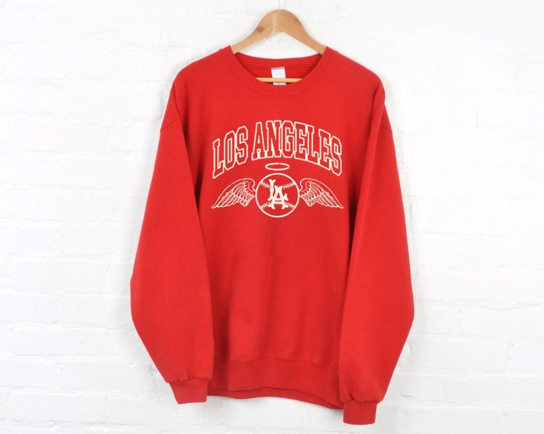 Los Angles Baseball Retro Wings Vintage Red Sweatshirt, Los Angles