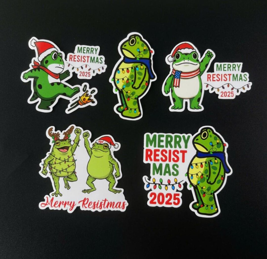 Resistmas Rabbit 5PCS Merry Resistmas Meme Stickers, Funny Portland Frog Protest ...