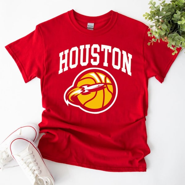 Houston Basketball Space City Design Red TShirt, Houston Basketball Team Vintage Retro Shirt, American Basketball Shirt, Houston Sports