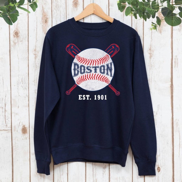 Boston Baseball EST 1901 Vintage Navy Sweatshirt, Boston Baseball Team Retro Shirt, Boston City Vintage Shirt, Boston City Of Champions